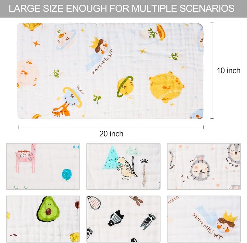 FOOK FISH Muslin Baby Burp Cloths 6 Pack Premium Cotton Burping Rags for Newborn Ultra Soft and Absorbent Unisex Spit Up Rags for Boys and Girls Perfect Baby Registry Gift 50X25cm - Image 4
